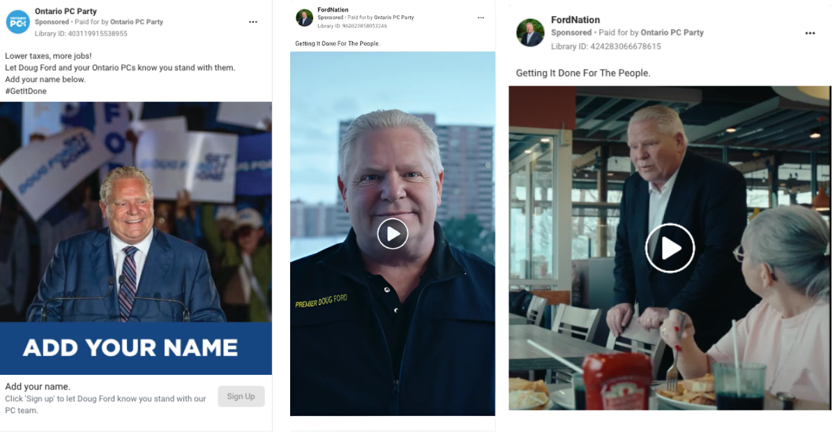 Political Digital Marketing Agency - Ontario PC Party Ad snapshots