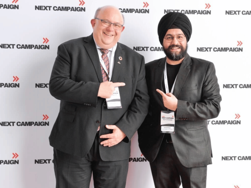Next Campaign Tech Showcase - Harneet Singh with Mayor Berry Vrbanovic of Kitchener